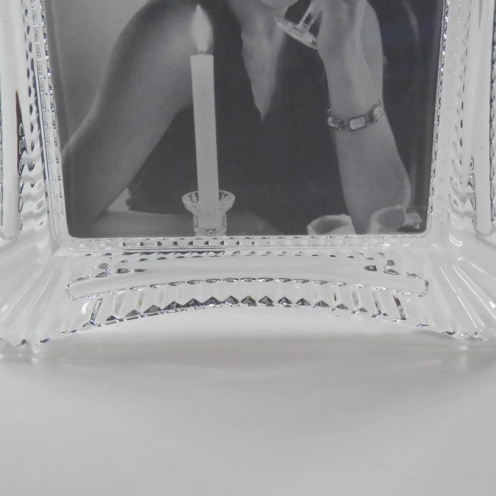 Waterford Wellesley Crystal Glass Picture Frame Table Top for 4x6 Photo